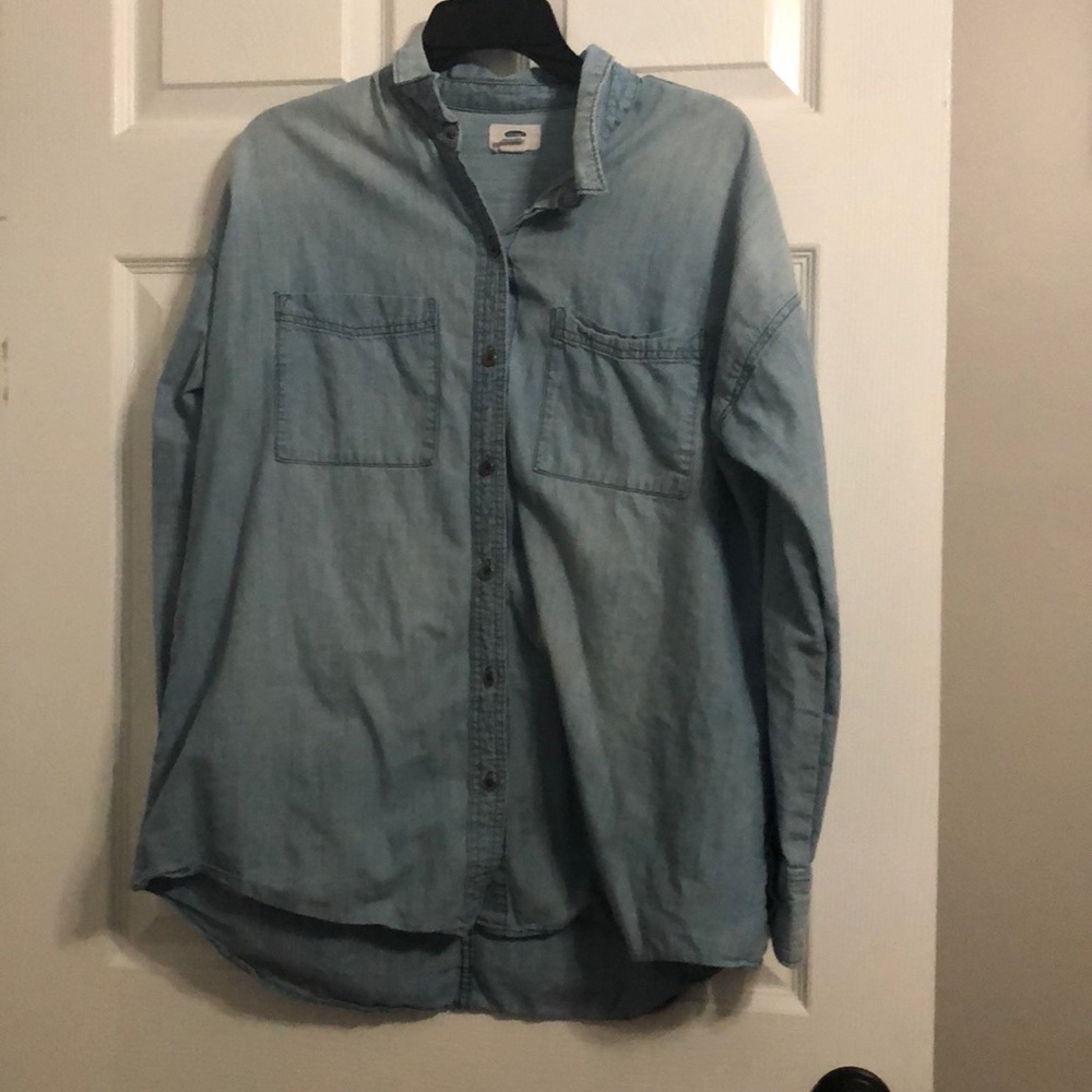 Long sleeve blue jean top